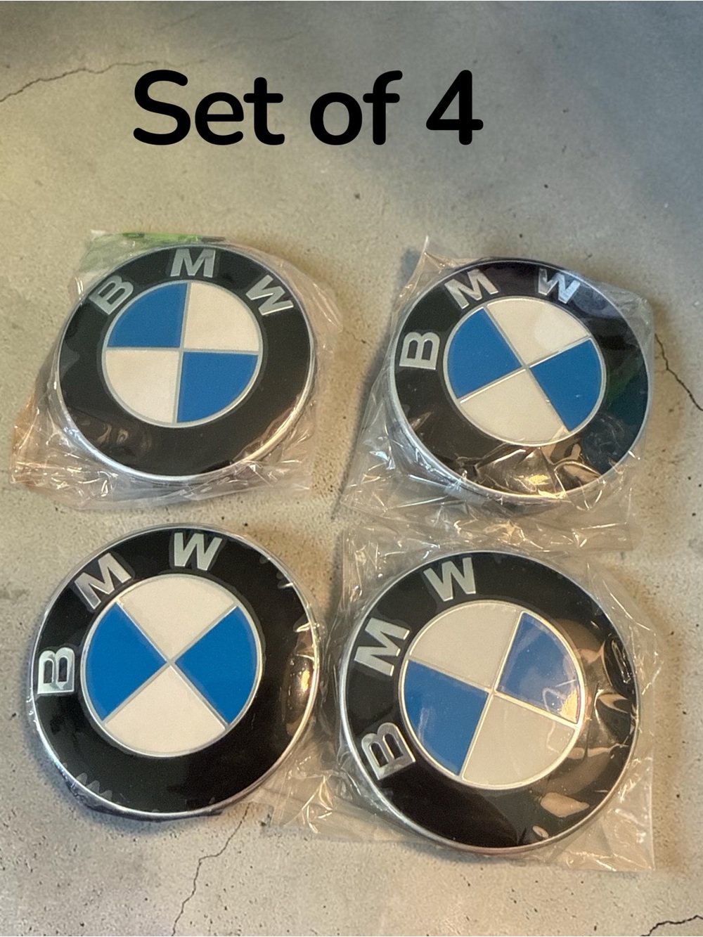 Brand New BMW Silver White & Black Wheel Center Cap (Set of 4)